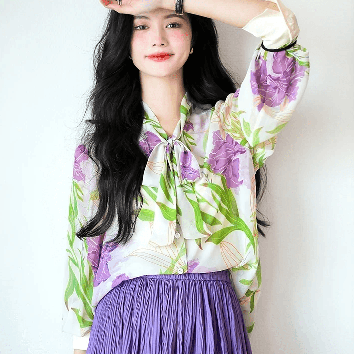 חולצת קשירה מהממת בצבעי סגול לילך ללוק אלגנטי משגע להופעה עוצמתית מרהיבה - לה איסלה