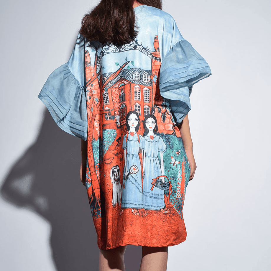 שמלת טוניקה מושלמת בהדפס קייצי ובגימור של כתפיים בגיזרת מלמלה ללוק נשי ייחודי - לה איסלה