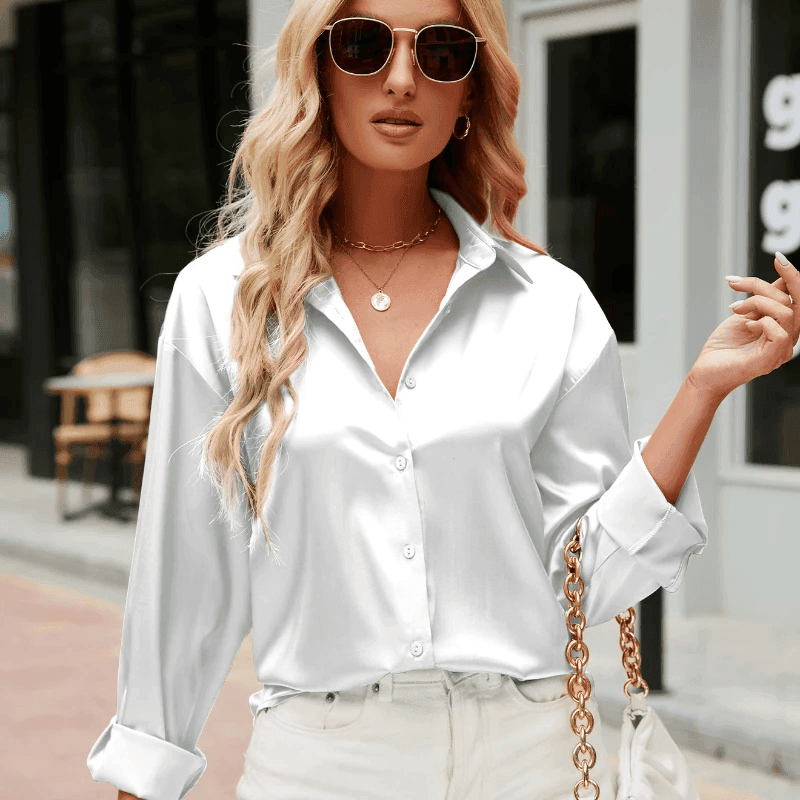 חולצת סטאן של מעצב צרפתי בגימור נשי אלגנטי ללוק מתוחכם של אישה מרתקת - לה איסלה