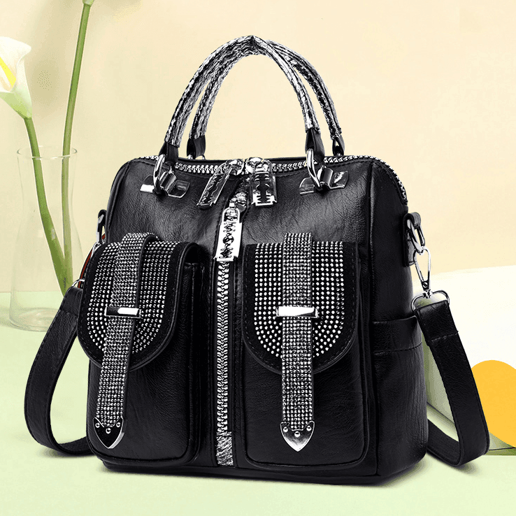 תיק גב מ-ש-ג-ע של מעצב ניו יורקי בגימור זרקונים אופנתיים ללוק נשי מהמם - לה איסלה