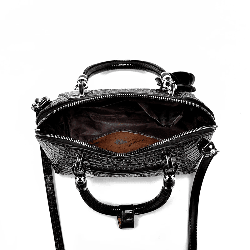 תיק בגימור מנוחש מספרד בשילוב מחזיק מפתחות פרח להופעה נשית מדוייקת ונכונה - לה איסלה