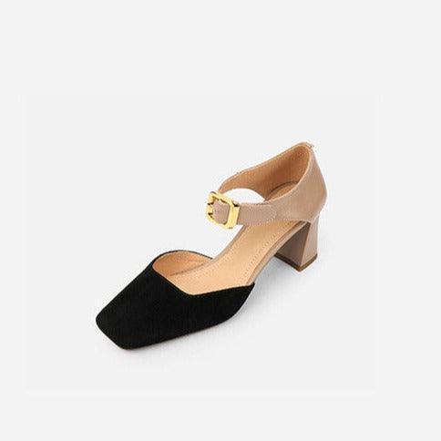 נעלי עקב רטרו מעור בשילוב רצועה נשית מושלמת ללוק של אישה קייצית לוהטת - לה איסלה