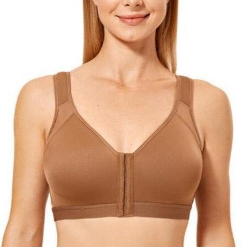 חזיית נוחות מצוידת בכתפיות רחבות וסגירה קדמית- חום - לה איסלה