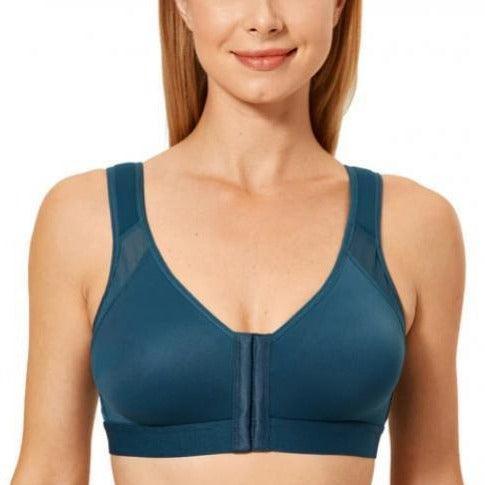 חזיית נוחות מצוידת בכתפיות רחבות וסגירה קדמית- כחול - לה איסלה