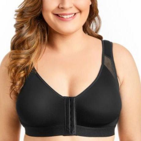 חזיית נוחות מצוידת בכתפיות רחבות וסגירה קדמית- שחור - לה איסלה