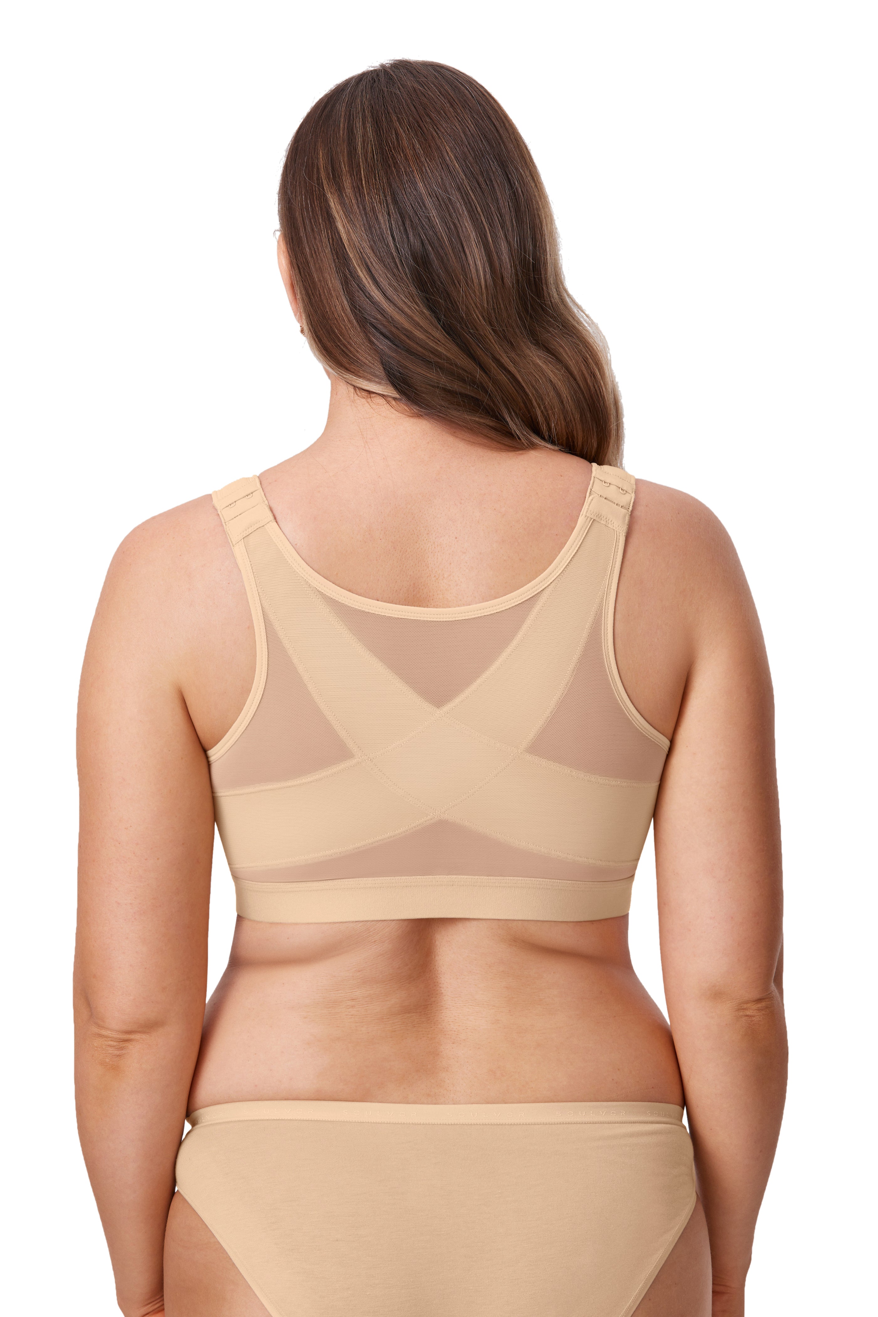 חזיית פטנט בסגירה קדמית פרקטית לאחיזה אורטופדית בגב וללוק נשי משובח