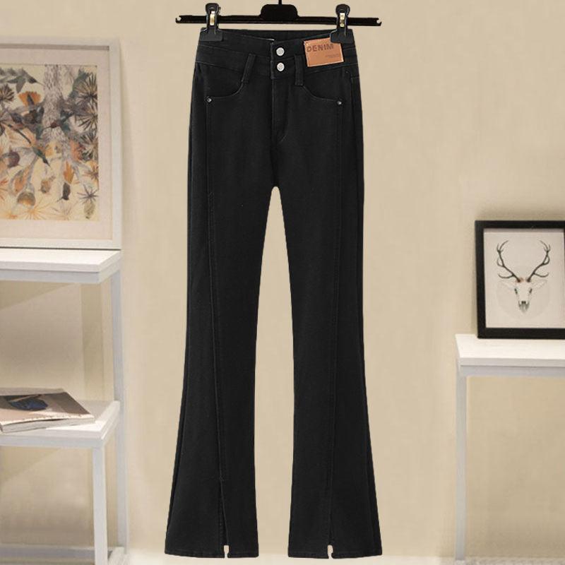 סט חגיגי של ג'ינס פדלפון בגיזרה מרהיבה עם חולצת מנג'ט בשילוב ג'ינס מעל ללוק היסטרי - לה איסלה 