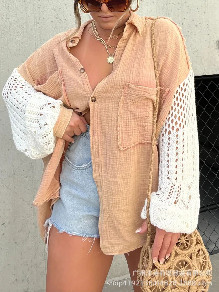 חולצת קרפ עם תחרה בגימור נשי להופעה כובשת