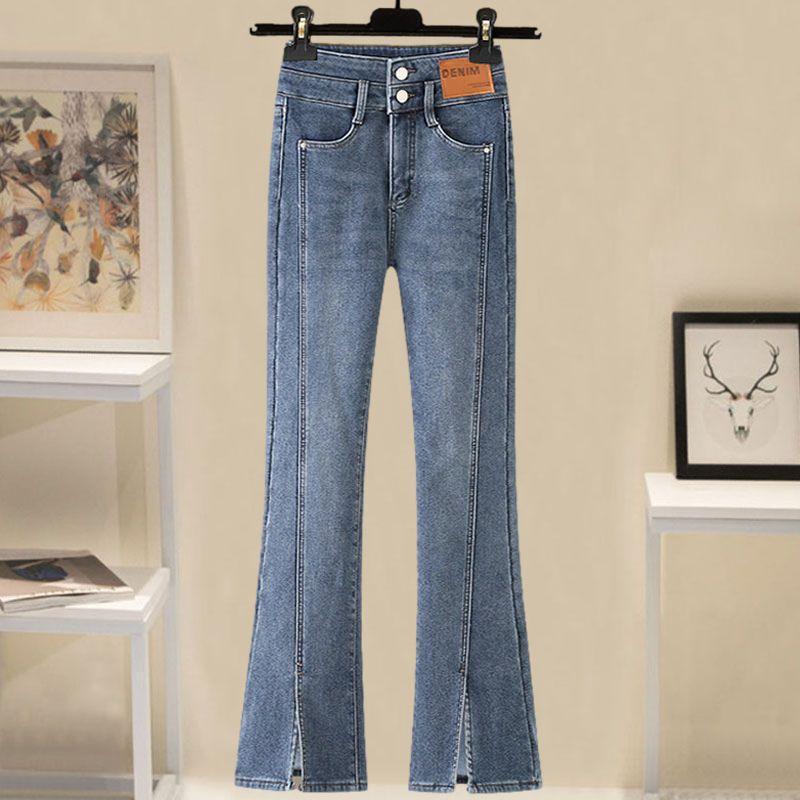 סט חגיגי של ג'ינס פדלפון בגיזרה מרהיבה עם חולצת מנג'ט בשילוב ג'ינס מעל ללוק היסטרי - לה איסלה 