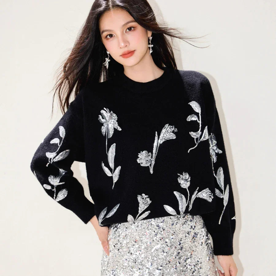 סריג מעצב מבד רך ונוח למגע בהדפס זיקוקים מיוחד להופעה אלגנטית מקסימה