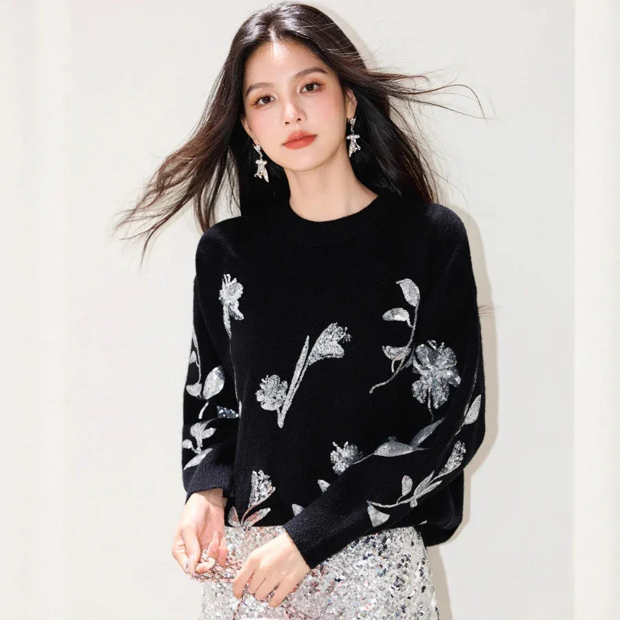 סריג מעצב מבד רך ונוח למגע בהדפס זיקוקים מיוחד להופעה אלגנטית מקסימה