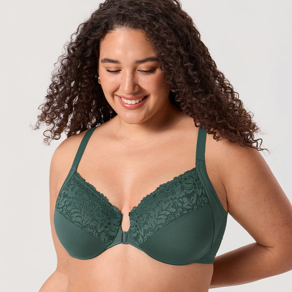 חזיית עצם עם סגירה קדמית בעיצוב דנטל תחרה לאישיות חזקה