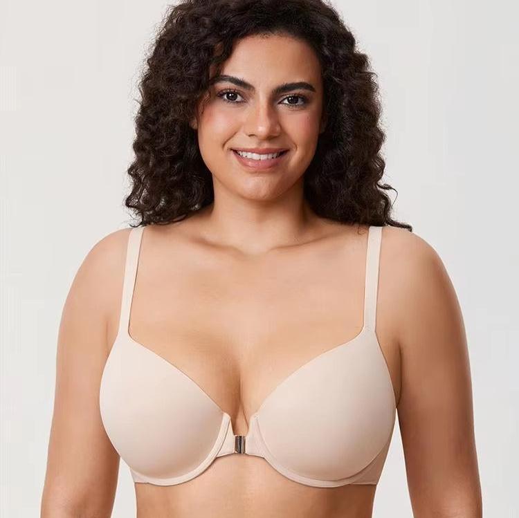 חזייה חלקה ואלגנטית בסגירה קידמית ובריפוד קל לנשיות מעצימה